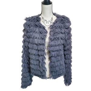 Jella C Shaggy Tiered Cardigan,  Medium